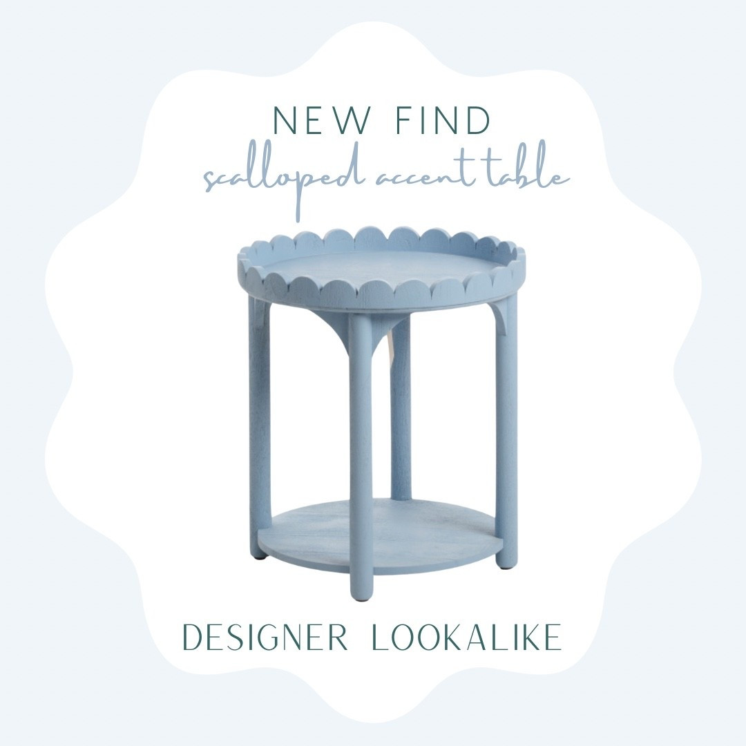 Blue wooden scalloped accent table 