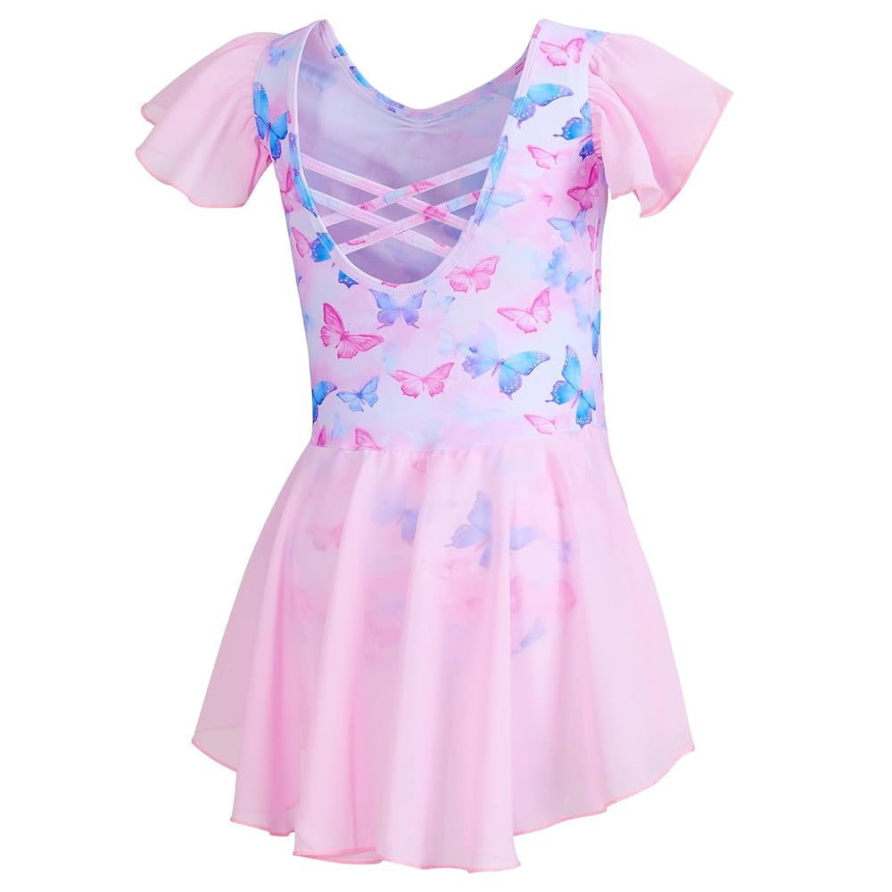 DIPUG Ballet Leotards for Girls with Skirt Shiny Toddler Dance Leotard Butterfly | Amazon (US)