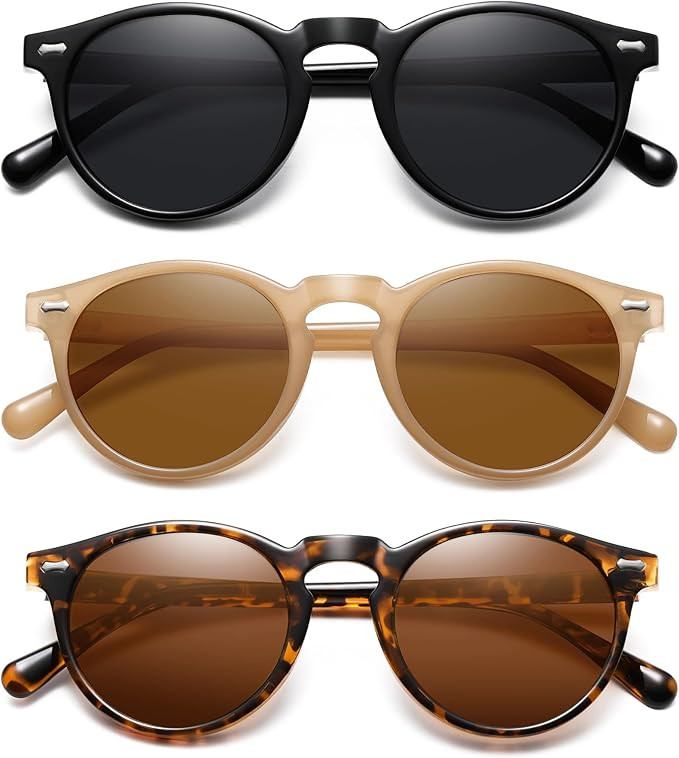 Retro Small Round Polarized Sunglasses for Women Vintage Style Circle Sun Glasses UV Protection | Amazon (US)
