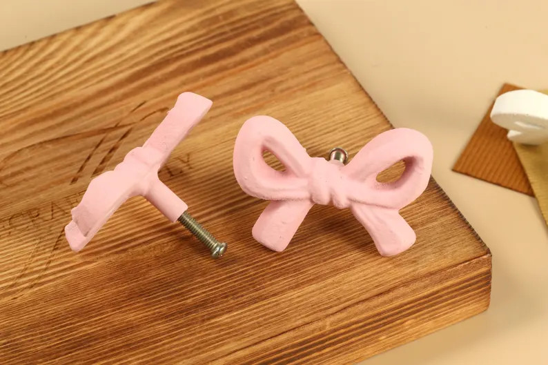 Pink Bow White Bow Gold Bow Knobs/cabinet Pulls/custom Engraved Wardrobe Pulls/kitchen Handles/ch... | Etsy (US)