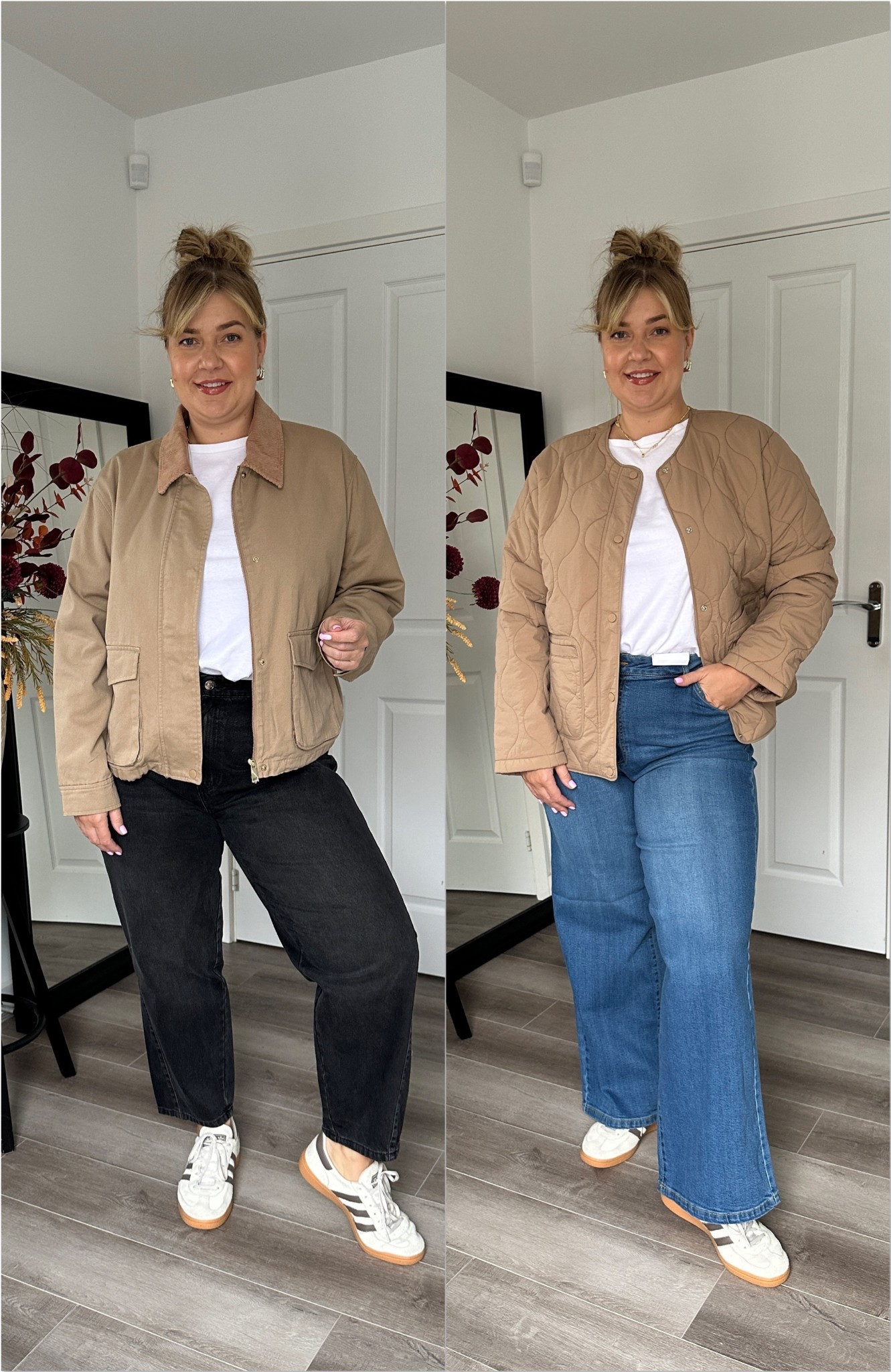 Autumn jackets
Quilted size Large
Utility barn size 18
Black barrel jeans size 18/31 no stretch
Blue wide leg jeans 16/31

#LTKautumn #LTKjeans #LTKcurves