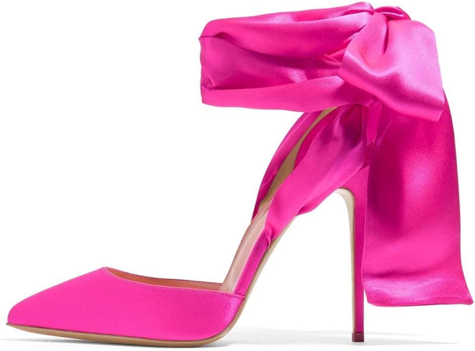 FSJ Women Strappy Ankle Wrap Sandals High Heels Pointed Toe D'Orsay Slingback Pump Shoe Size 4-15... | Amazon (US)