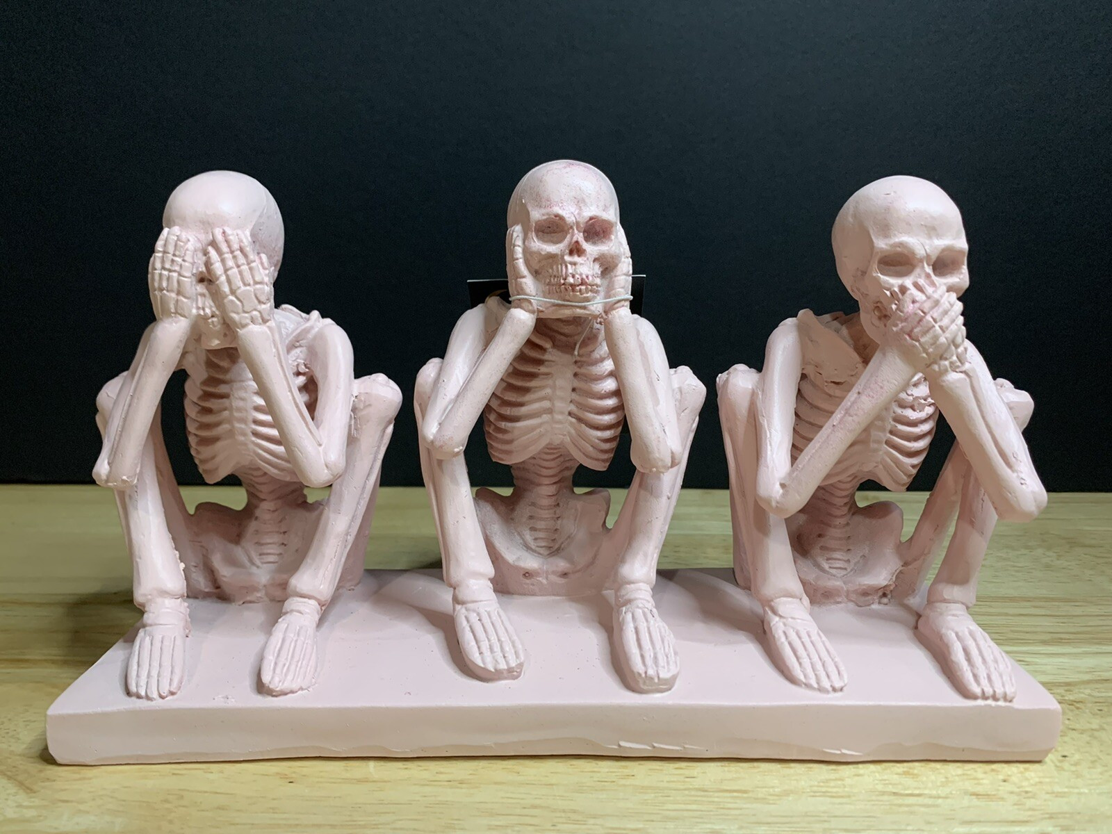 Halloween Decor Skeletons Hear See Speak No Evil Figure Pink NEW   | eBay | eBay US