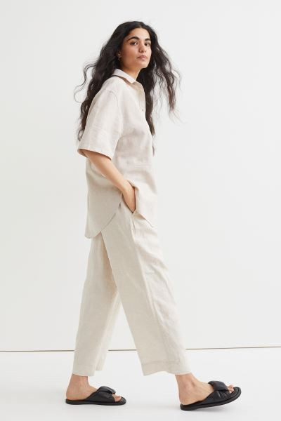 Short-sleeved linen-blend shirt | H&M (US + CA)