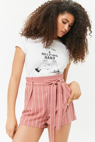 Striped Paperbag Waist Shorts | Forever 21 (US)