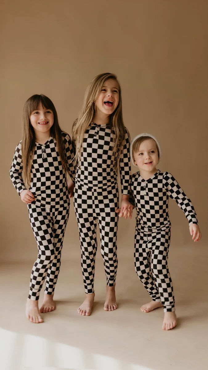 Black Checkered Two Piece | Bamboo Pajamas | Forever French