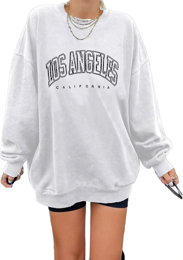 Dokotoo Womens Vintage Basic Oversized Crewneck Long Tunic Sweatshirts Pullover Tops | Amazon (US)