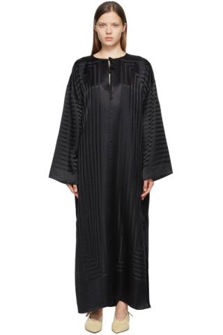 Black Silk Monogram Beach Dress | SSENSE