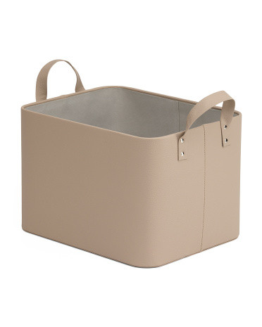 Faux Leather Small Storage Bin With Handles | TJ Maxx