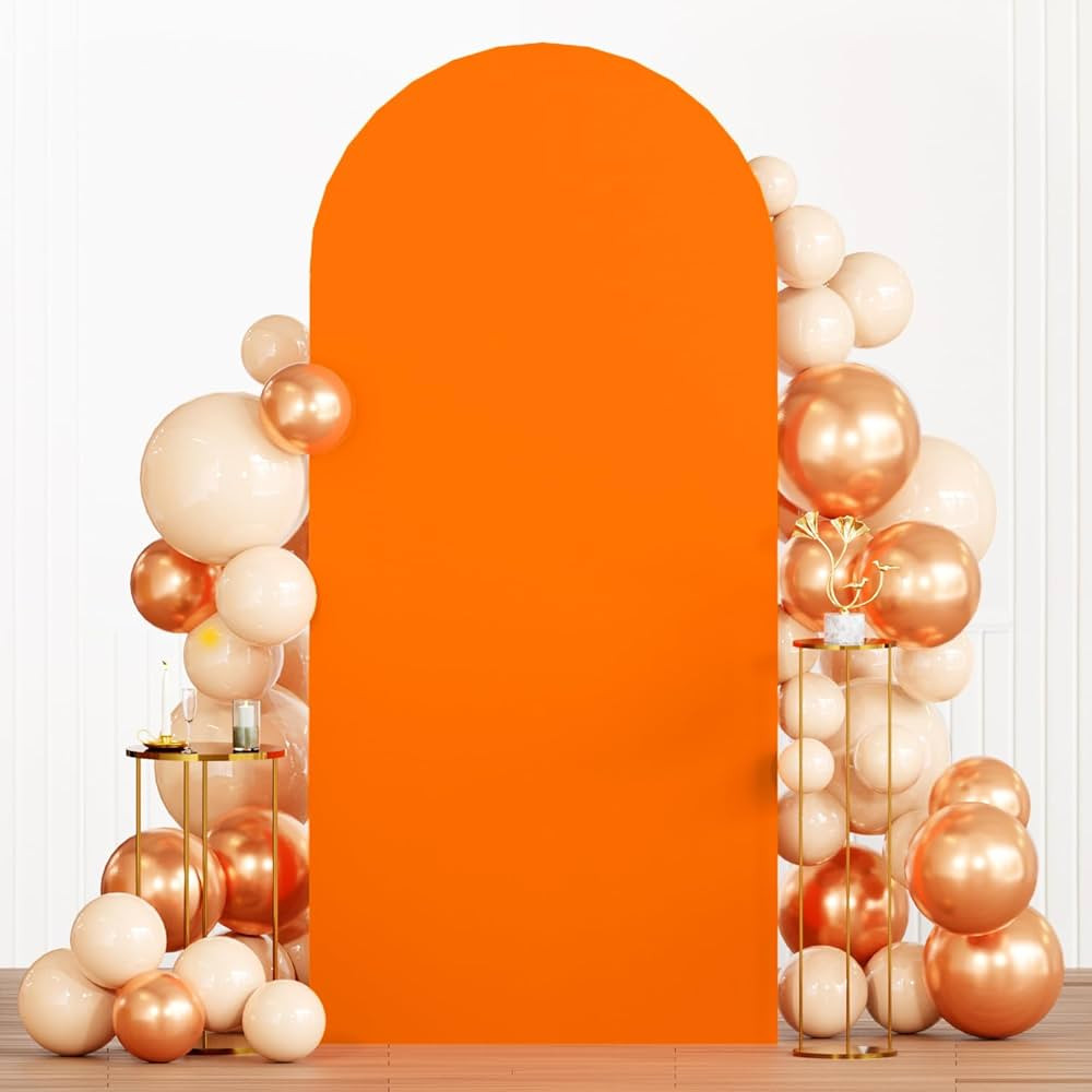 Orange Arch Cover 5ft Spandex Arch Cover Backdrop Fabric Fitted Round Top Arch Backdrop Cover Dou... | Amazon (US)
