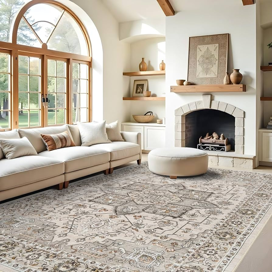 RUUGME Living Room 9x12 Rugs - Washable Large Boho Area Rugs for Stain Resistant Carpet Vintage T... | Amazon (US)