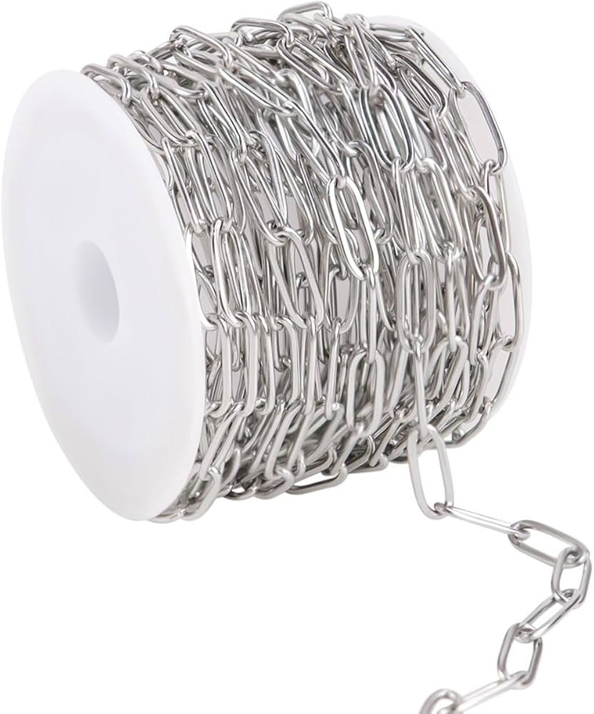 Paperclip Chain for Jewelry Making Stainless Steel Paperclip Chains Roll for Necklace Bracelet Cr... | Amazon (US)