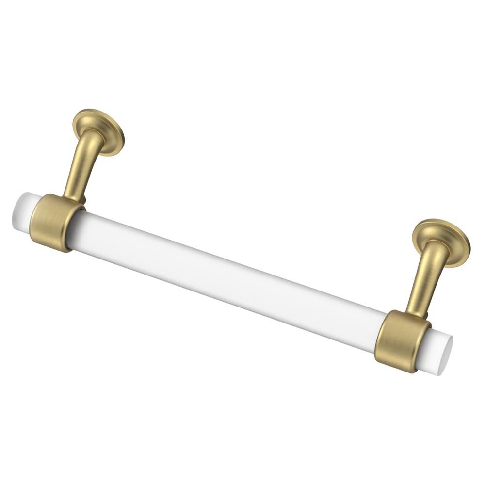 Liberty Floating 5-1/16 in. (128mm) Center-to-Center Brushed Brass with Frosted Clear Glass Drawe... | The Home Depot