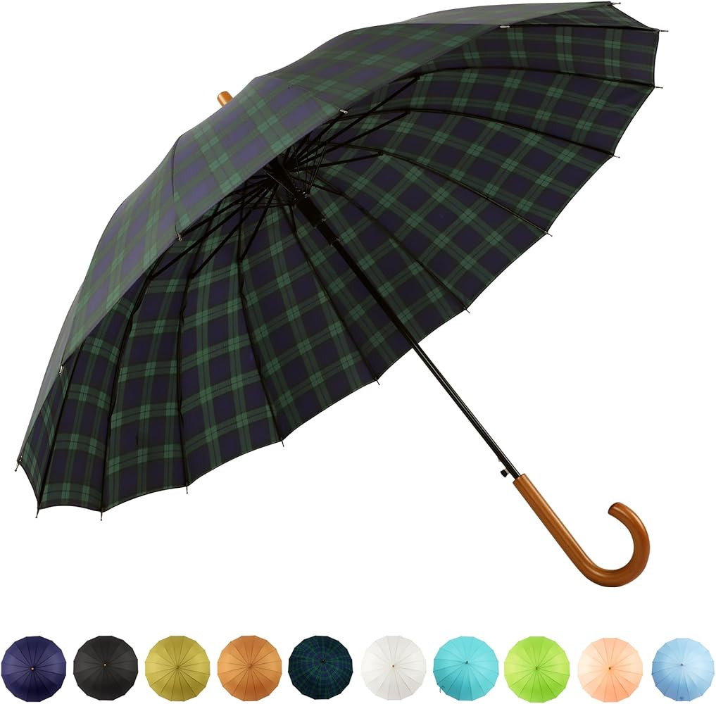 SoulRain 16 Ribs 48" Stick Umbrella Auto Open Solid Color Fashionable and Simple，Arc Classic Wo... | Amazon (US)