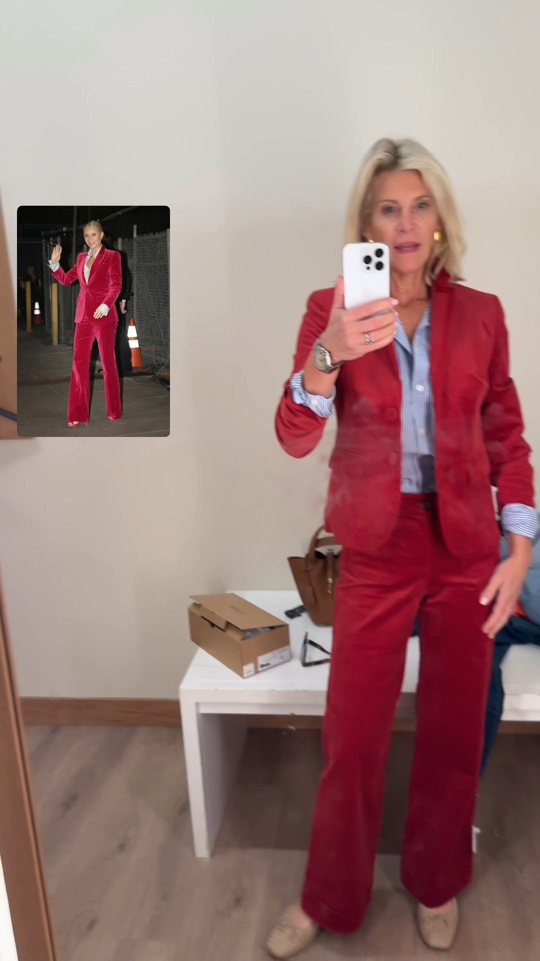 Why not?  A red velvet tux by .K.Crew Factory that won’t break the bank like Gwyneth Paltrow’s red velvet suit by Gucci ✅

#LTKSaleAlert #LTKOver40 #LTKHoliday