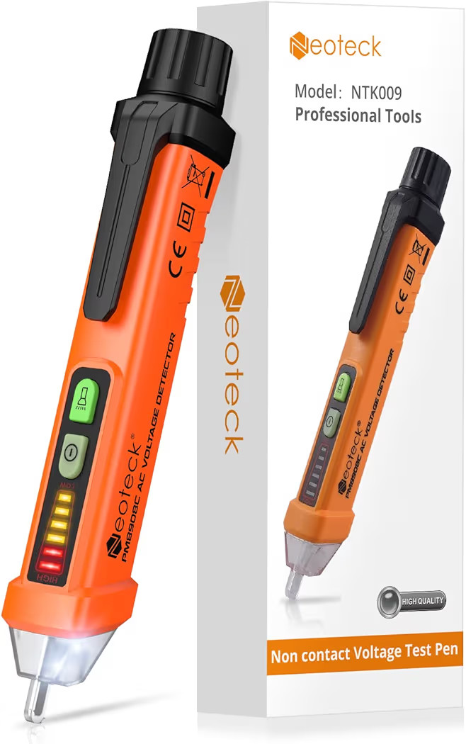 Neoteck Non-Contact Voltage Tester 12-1000V AC Voltage Detector Pen Circuit Tester Tool with LED Flashlight Beeper Pocket Clip Auto Mode NCV Live/Null Wire Distinguish Pen- Yellow | Amazon (CA)