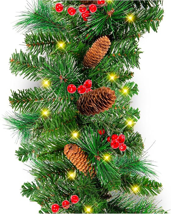Best Choice Products 9ft Pre-Lit Holiday Pre-Decorated Christmas Garland for Stairs, Fireplace, D... | Amazon (US)