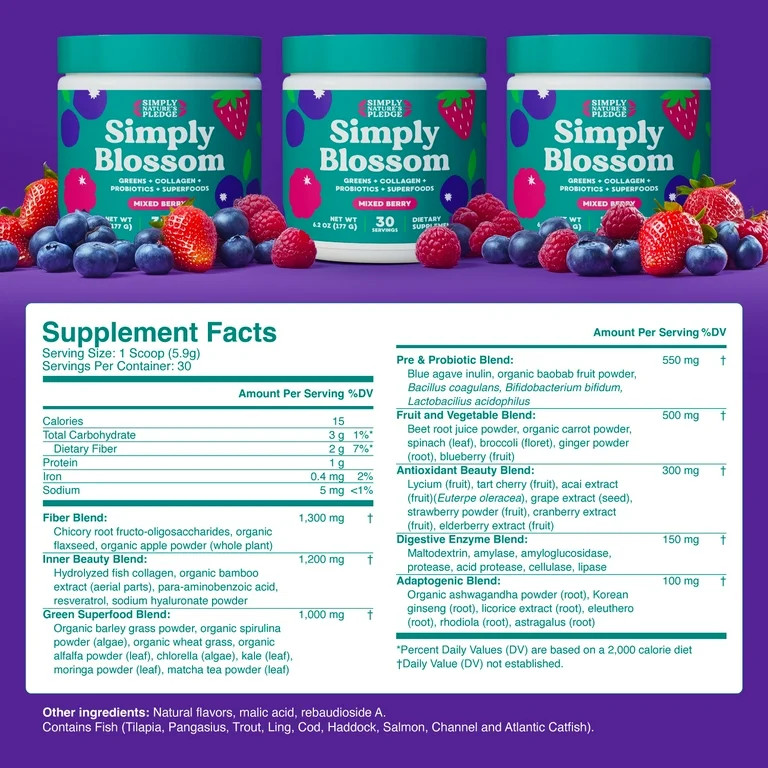 Blossom Greens Powder: Probiotics, Bloating Relief, Superfoods -  Including Digestive Enzymes and... | Walmart (US)