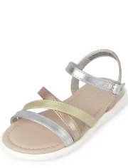 Toddler Girls Faux Leather Strappy Sandals | The Children's Place | The Children's Place