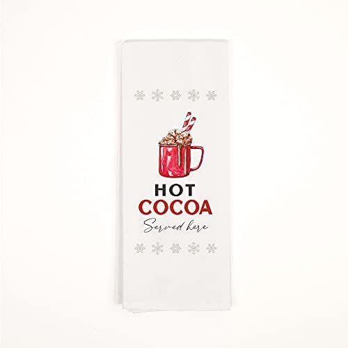Hot Cocoa Served Here Classic White 28 x 16 Cotton Fabric Holiday Dish Tea Towel | Amazon (US)