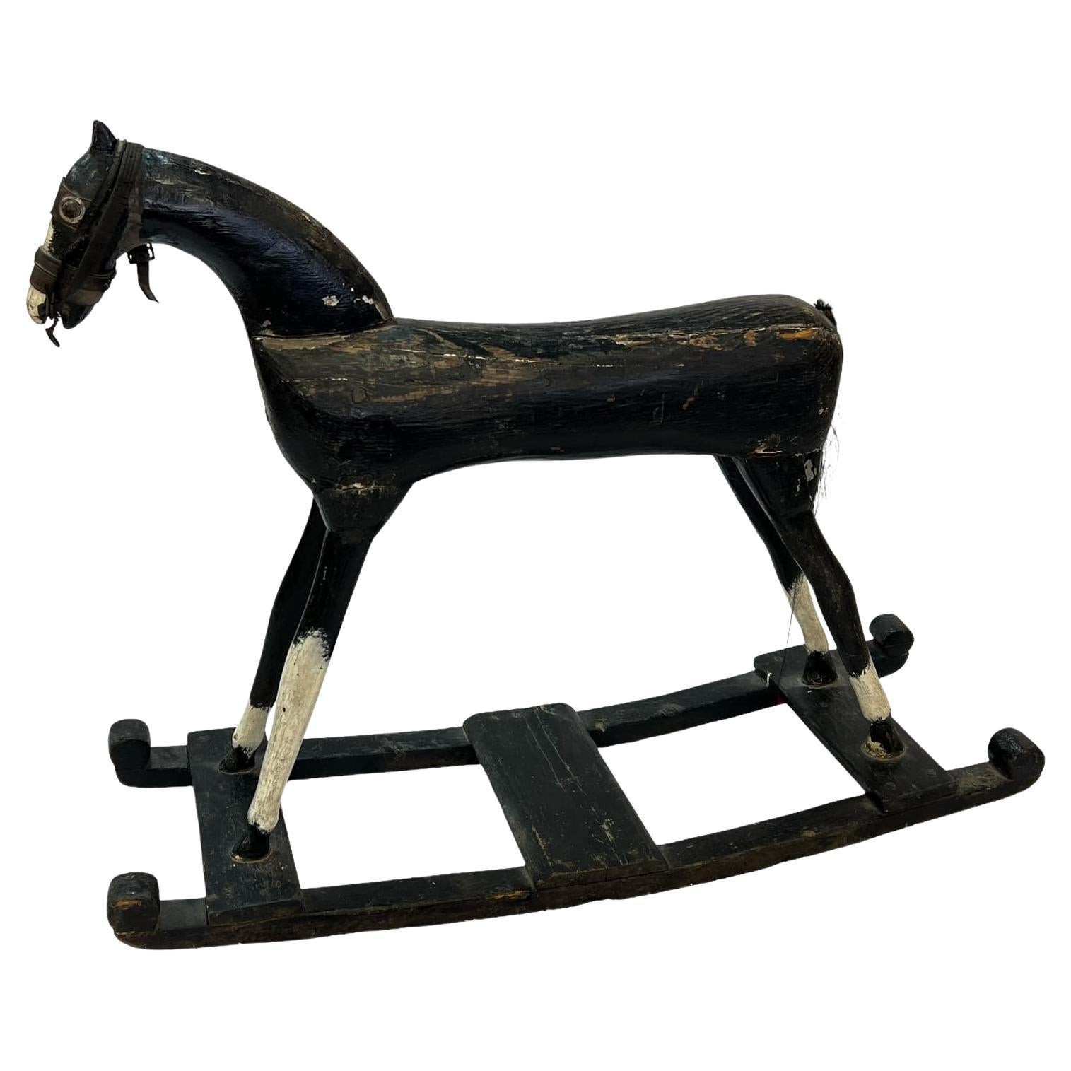 Rare Early 19th Century Folk Art Rocking Horse - Authentically Aged Antique | 1stDibs