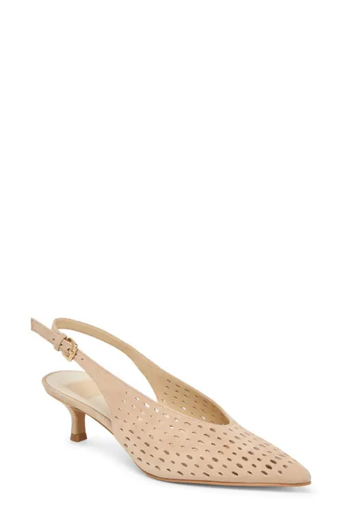 Dolce Vita Alenna Perf Slingback Pointed Toe Kitten Heel Pump in Camel Suede at Nordstrom, Size 7 | Nordstrom