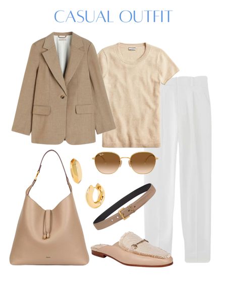 Get comfy in the forever cool mix of a khaki blazer, fresh white pants, a snug cashmere tee, and those trusty classic loafers. #NeutralFashion #CasualChic #KhakiBlazer #WhitePants #CashmereComfort #LoaferLove #EffortlessStyle #CasualFashion #EverydayStyle #EffortlessChic #ComfortableFashion #CasualLook #RelaxedStyle #CasualOutfit #EasyStyle



#LTKstyletip #LTKover40 #LTKshoecrush