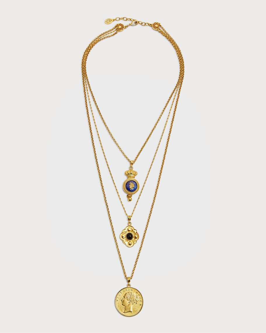Ben-Amun 24k Gold Electroplate Triple Charms Necklace | Neiman Marcus