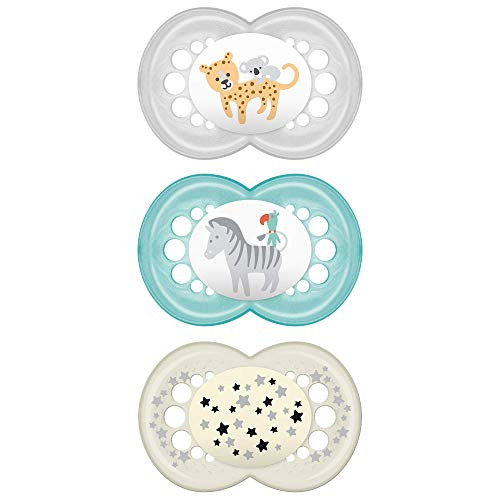 MAM Original Day & Night Baby Pacifier, Nipple Shape Helps Promote Healthy Oral Development, Glows in the Dark, 6-16 Months, Unisex,3 Count (Pack of 1) | Amazon (US)