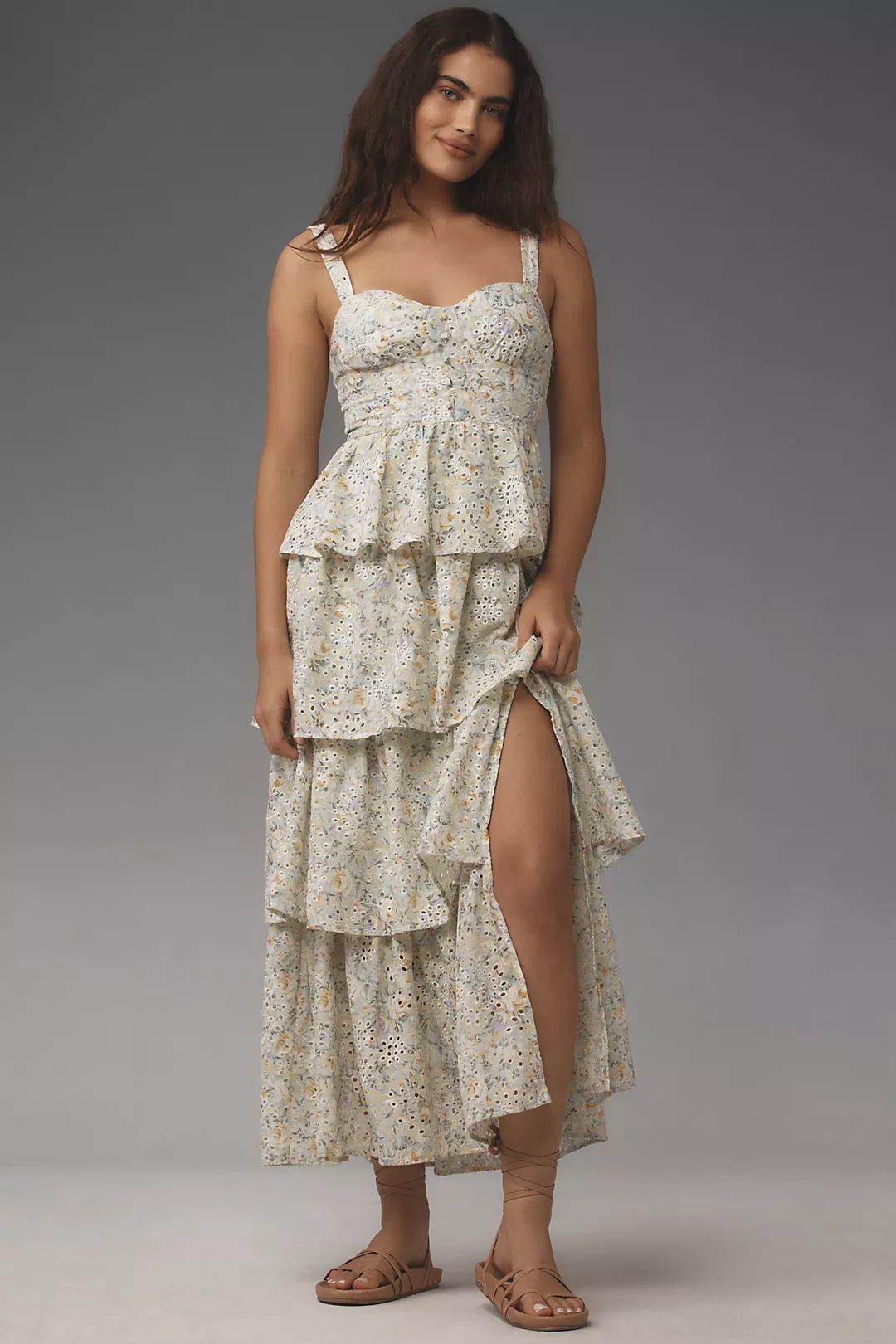 ASTR The Label Midsummer Sweetheart Tiered Midi Dress | Anthropologie (US)