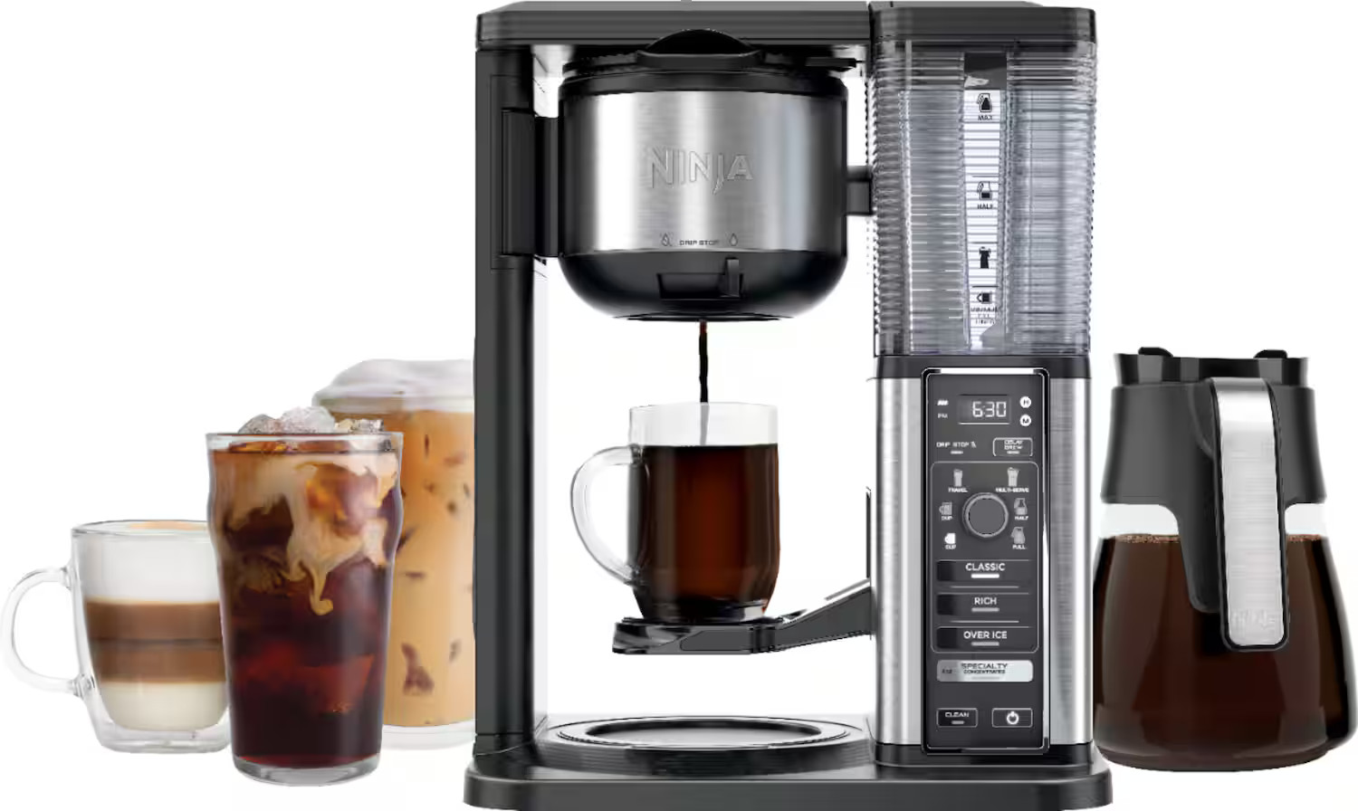 Ninja 10-Cup Specialty Coffee Maker with Fold-Away Frother and Glass Carafe CM401 Black/Stainless... | Best Buy U.S.
