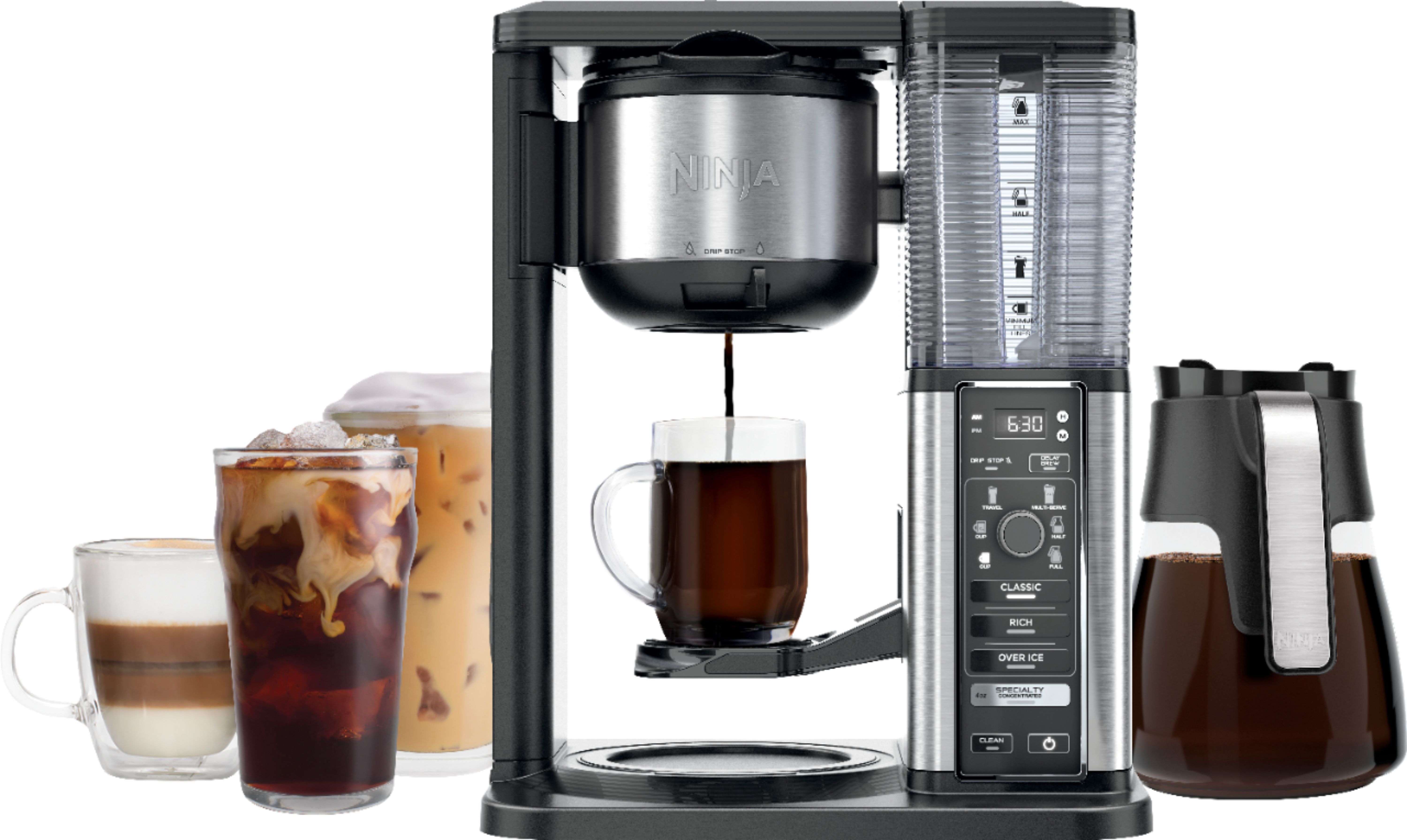 Ninja Ninja® 10-Cup Specialty Coffee Maker with Fold-Away Frother and Glass Carafe CM401 Black/S... | Best Buy U.S.