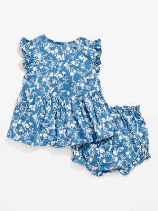 Printed Poplin Flutter-Sleeve Top & Bloomer Shorts Set for Baby | Old Navy (US)