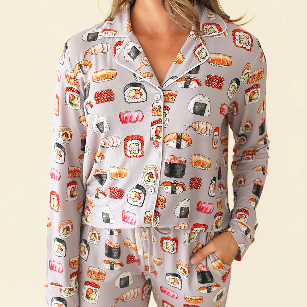 Sushi Brown Luxe Womens Pajamas | Sushi Mushi | Posh Peanut
