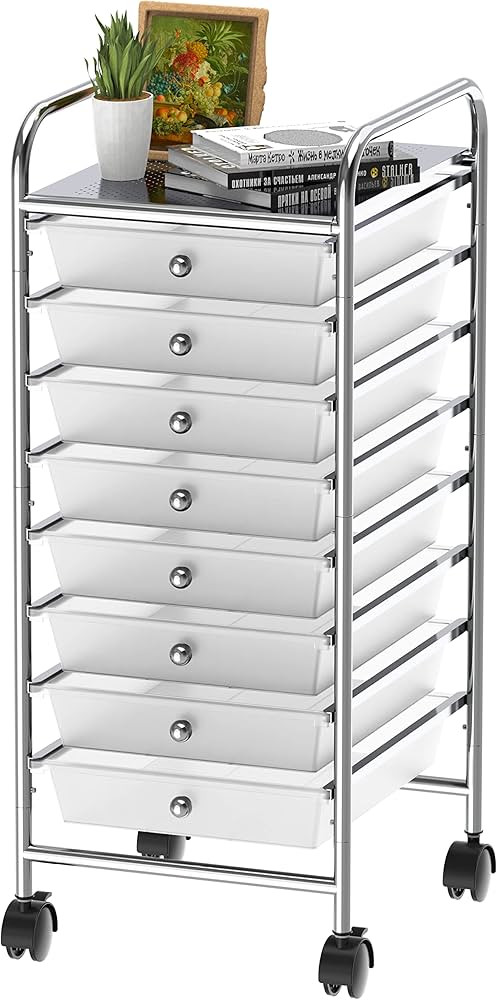 SimpleHouseware 8-Drawers Rolling Storage Cart, Chrome | Amazon (US)