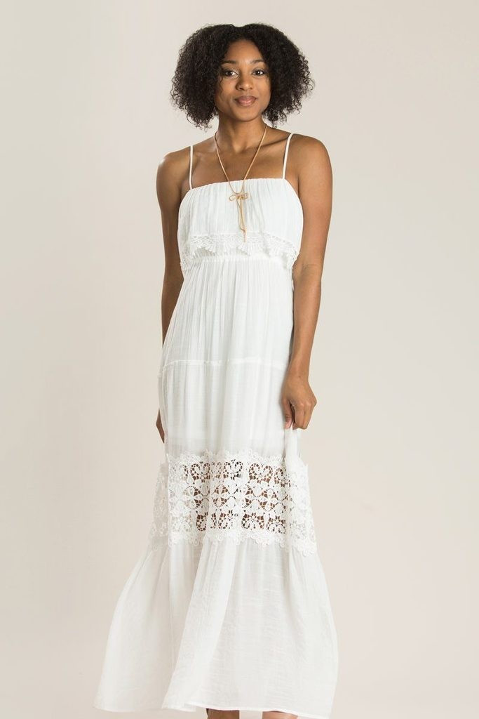 Angelina Off White Crochet Maxi Dress | Morning Lavender