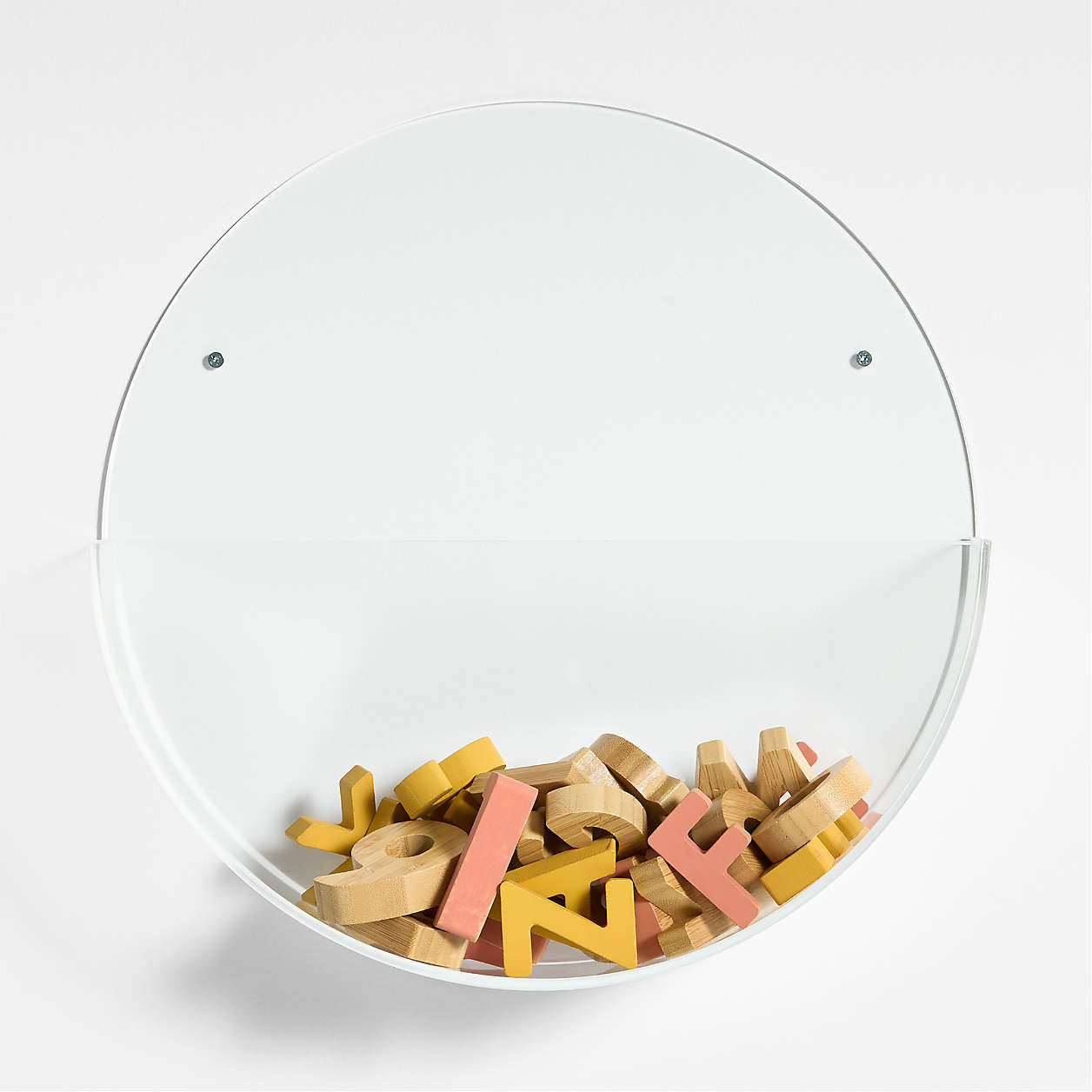 Now You See It Clear Acrylic Floating Round Wall Basket + Reviews | Crate & Kids | Crate & Barrel