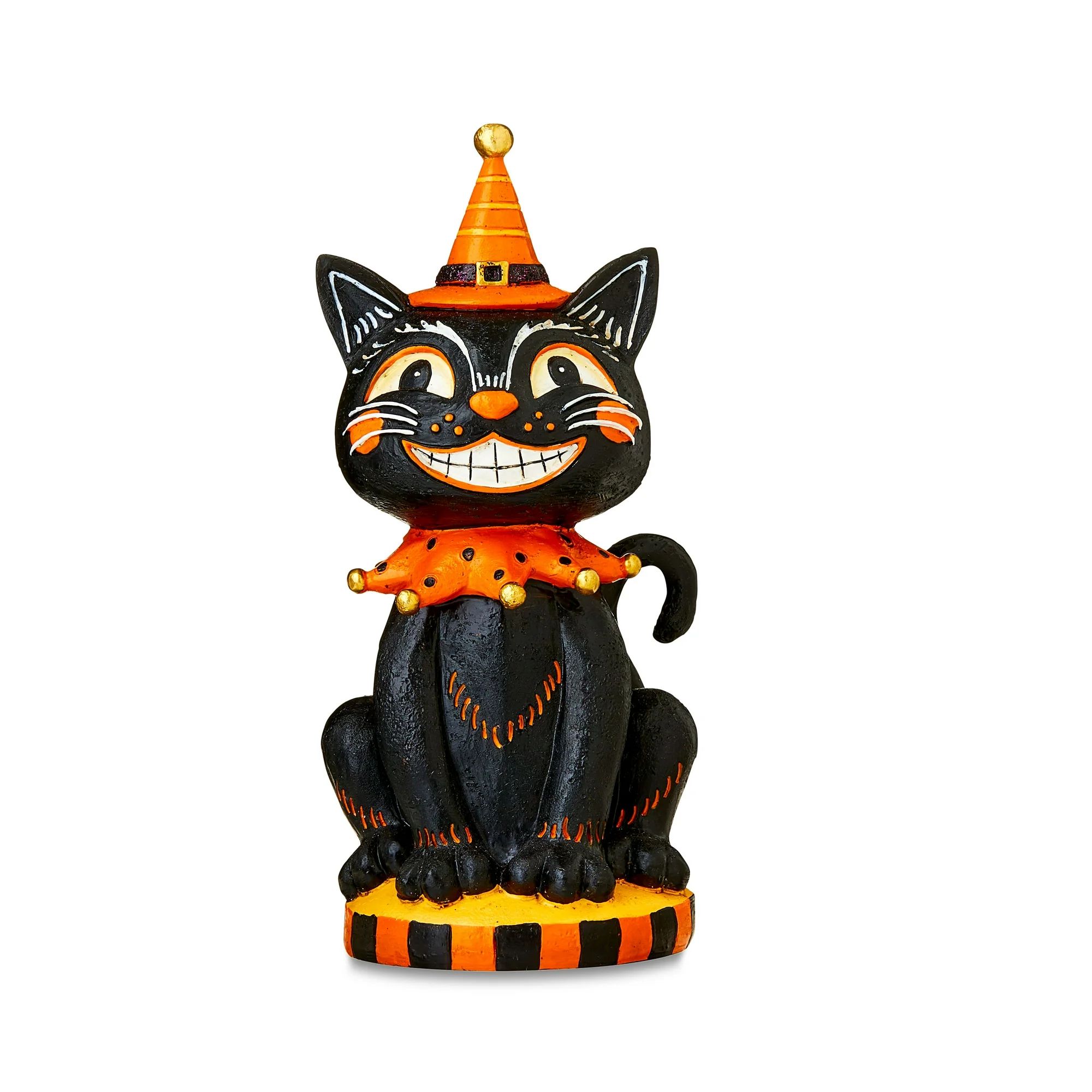 Halloween Black and Orange Resin Cat, 10 in H, by Way To Celebrate | Walmart (US)