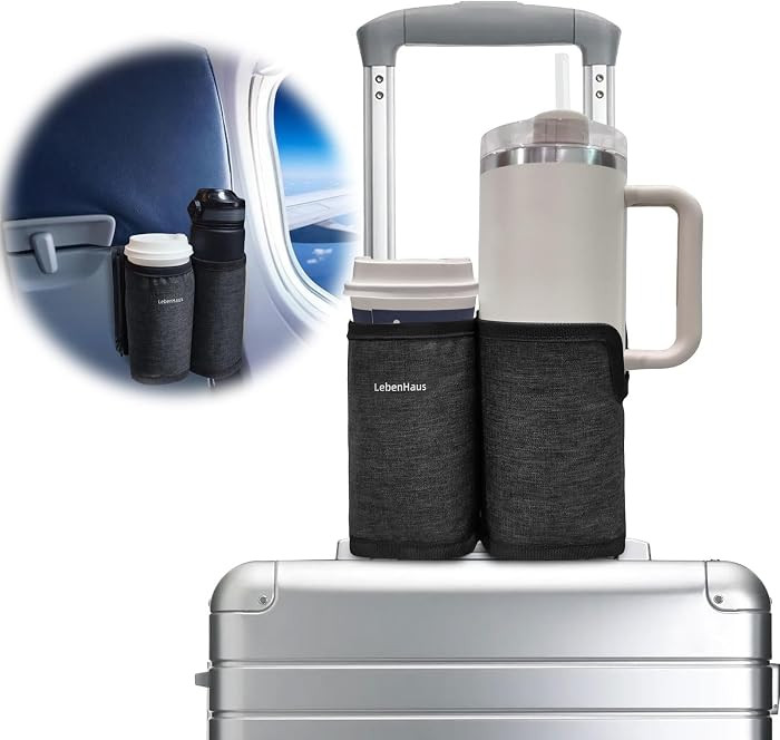 2 in 1 Luggage Cup Holder for Suitcase|Airplane Tray Table Carry on Hands Free Drink Carrier for ... | Amazon (US)