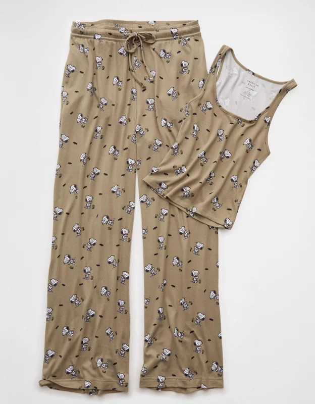 AE Luxe Plush Snoopy Halloween Tank Top & Pant PJ Set | American Eagle Outfitters (US & CA)