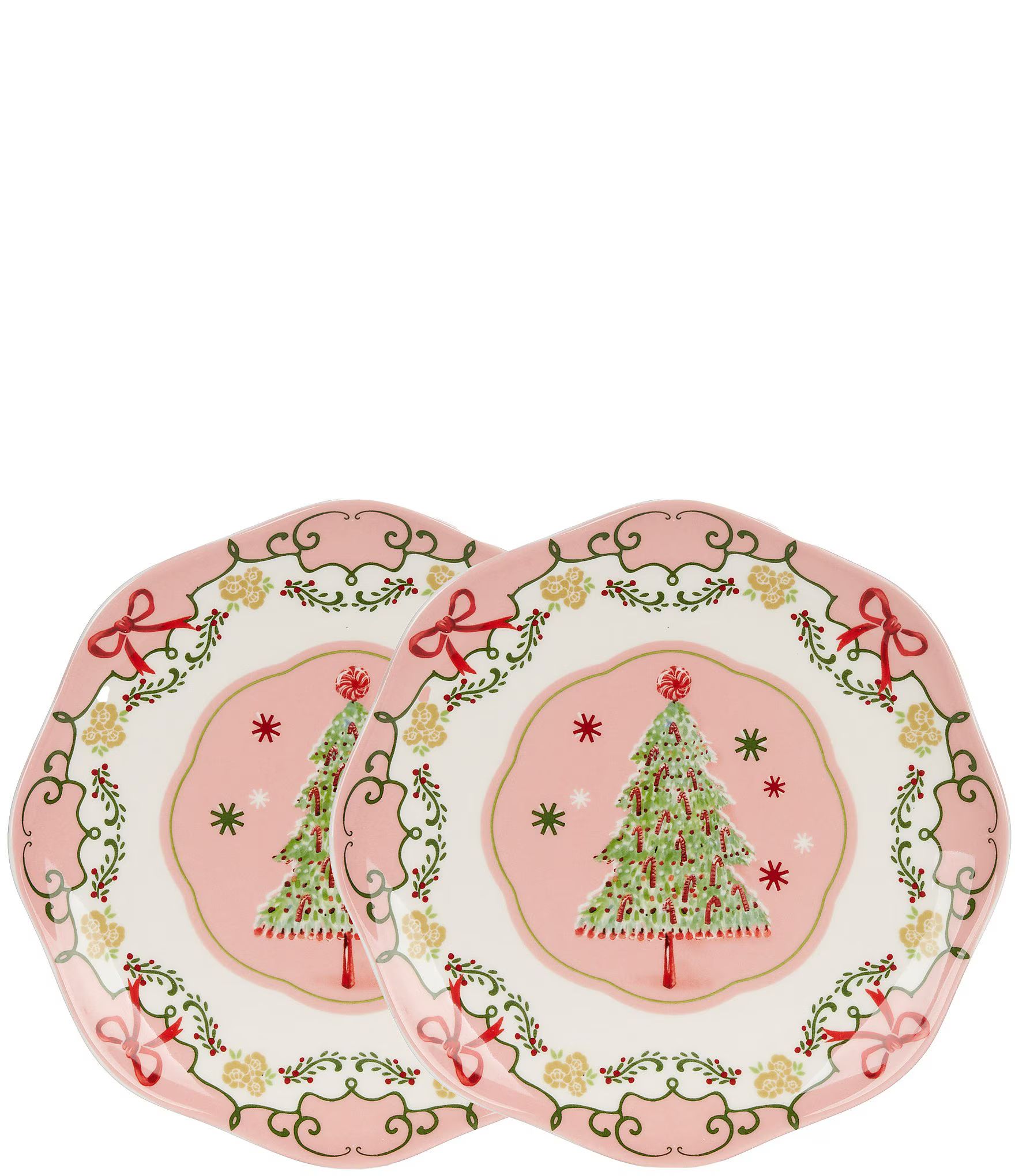 Sweet Christmas Pink Accent Plates, Set of 2 | Dillard's