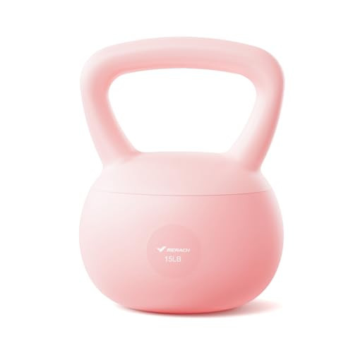 MERACH Soft Kettlebells, Strength Training Kettlebell with Wide Non-Slip Handle, Sea and Iron Sand Filled Kettle Bell with Soft-Sided Cushioned Base for Home Workouts, Ideal for Men, Women(Pink 15lbs) | Amazon (US)