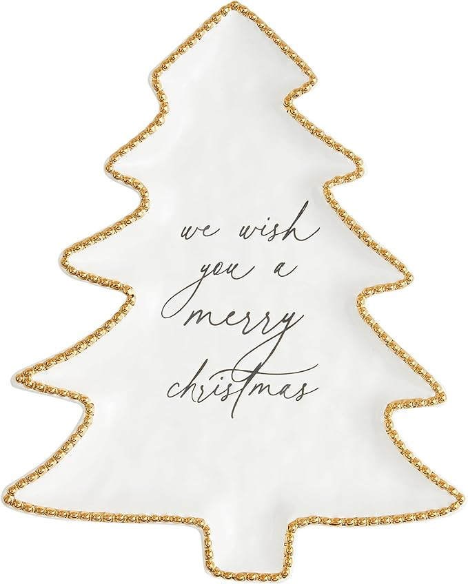 Mud Pie Christmas Tree Beaded PLATTERS & Trays, 12 3/4" x 10 1/4", WHITE | Amazon (US)