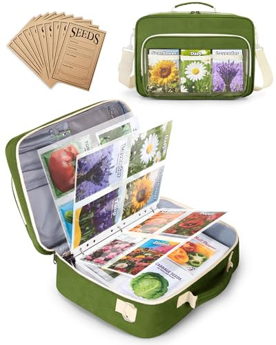 Trahzia Seed Storage Organizer Binder with 20 PCS Reusable Seed Envelopes - 30 Pack Sheet Protectors Holds 120 Packets Envelopes, Seed Saving Bag for Garden Planner, Green | Amazon (US)