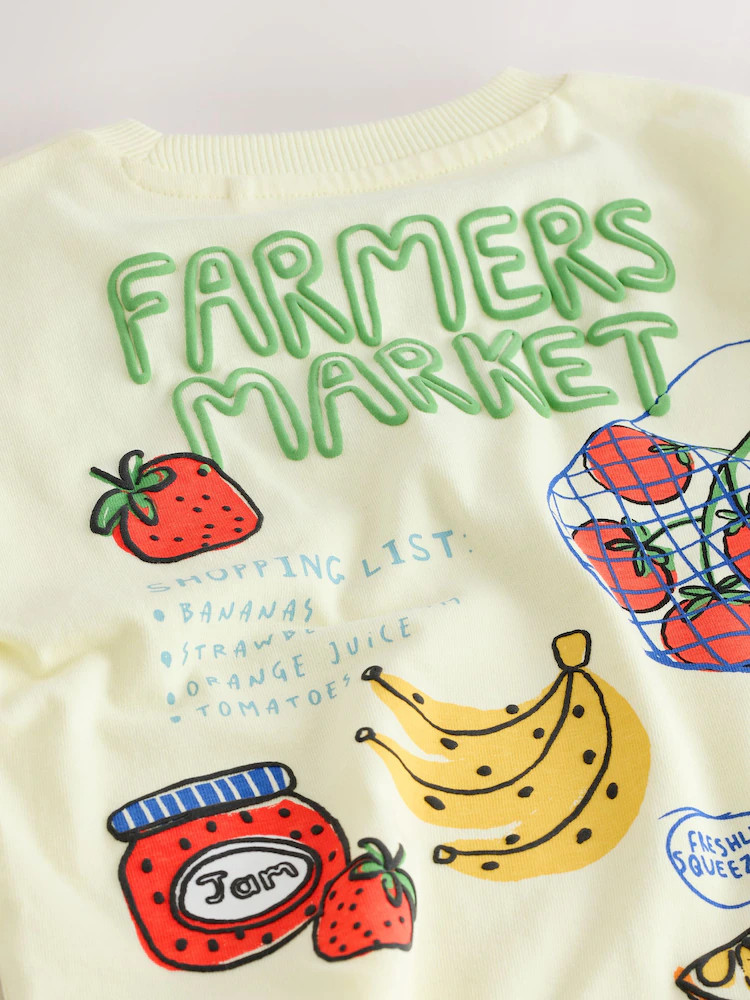 Light Yellow Farmers Market Oversized - Kurz\u00e4rmeliges T-Shirt mit R\u00fcckendruck (3M.\u201... | Next EU