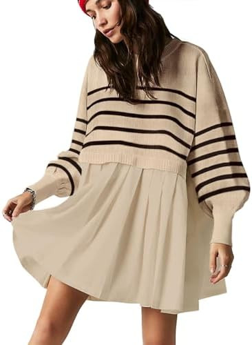 Womens Oversized Sweater Dress Spring Fall Trendy Long Sleeve Crewneck Pullover Tops Relaxed Fit ... | Amazon (US)