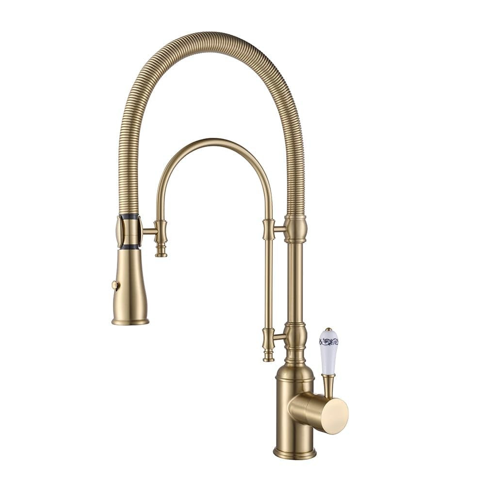 KunMai Kitchen Faucets Brushed Gold Kitchen Sink Faucet with Pull Down Sprayer High Arc Dual-Mode... | Amazon (US)