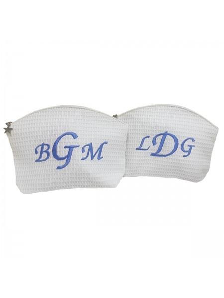 Cosmetic Bag (Medium) - White Waffle Weave, Curved Top - DG25 | Jacaranda Living