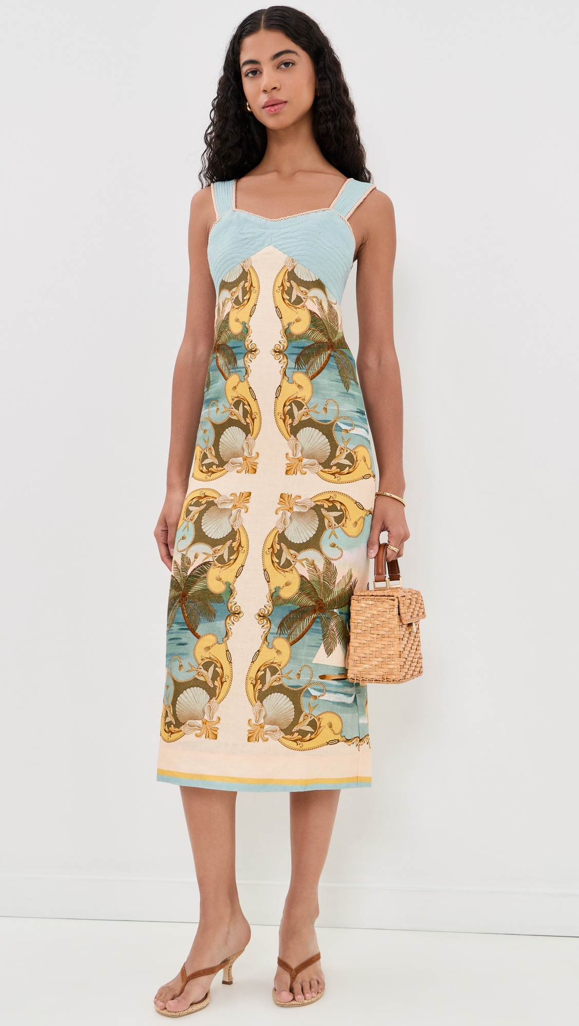 FARM Rio Royal Sea Linen Dress ROYAL SEA MULTICOLOR S | Shopbop