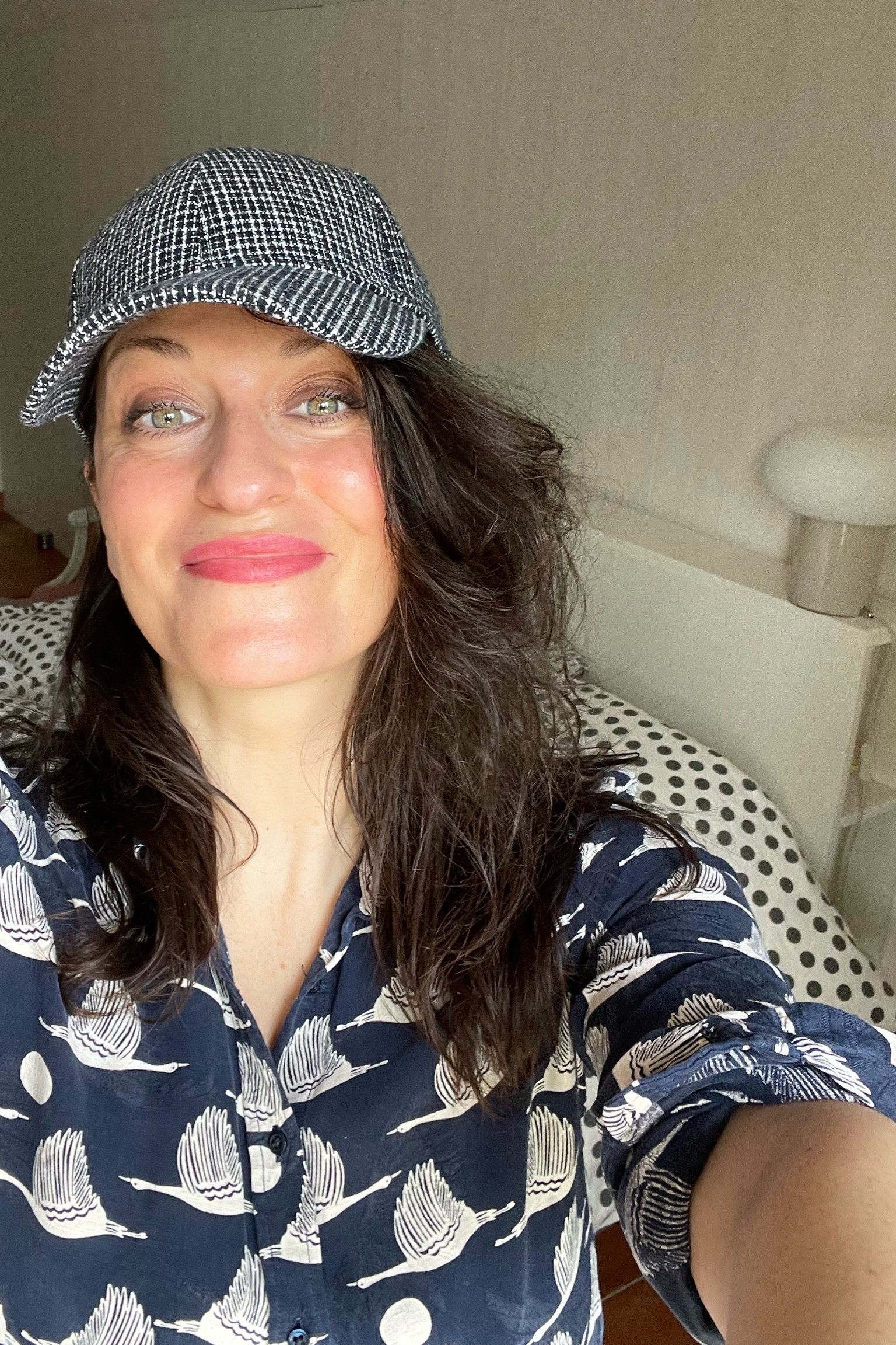 • Check « Deauville »
baseball cap #galerieslafayette (linked)
• Stork printed shirt #cyrillus
• « Bêtise » Bisou Balm #violette_FR (linked)